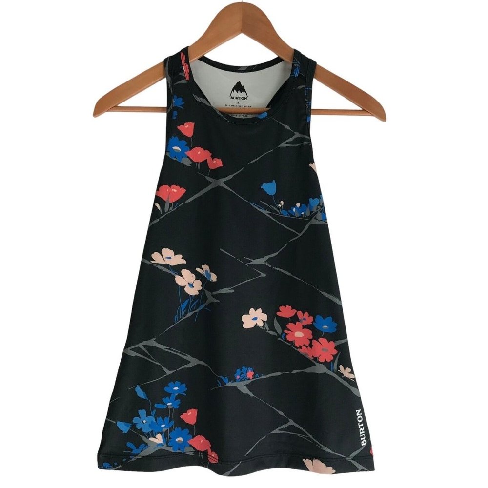 Burton Tank‎ Top Womens Size Small S Floral Living Lining Black Pink Racerback